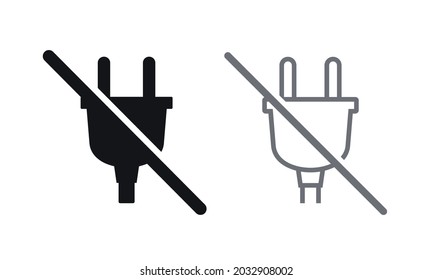 No Plug Icon. Prohibited Warning Sign. Illustration Vector