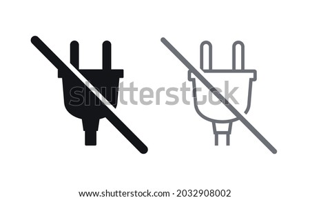 No plug icon. Prohibited warning sign. Illustration vector