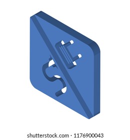 No plug isometric left top view 3D icon
