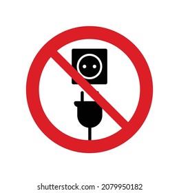  No plug vector. Not allow socket sign. The red circle prohibiting sing 