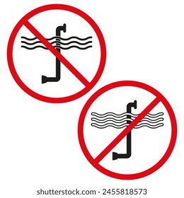 Symbol für keine Vektorgrafik der Sanitärarbeit. Wasserleitung mit Verbotsschild. Plumbing Restriction-Zeichen.