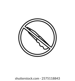 no pocket knife icon Simple outline illustration