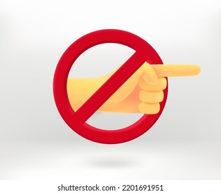 No pointers with shaking hand icon. 3d vector illustration
