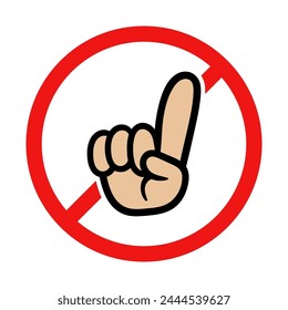 No Pointing Sign on White Background