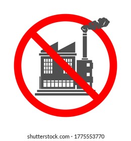 No Pollution Allowed Sign With Industrial Factory Vector illustration Icon.