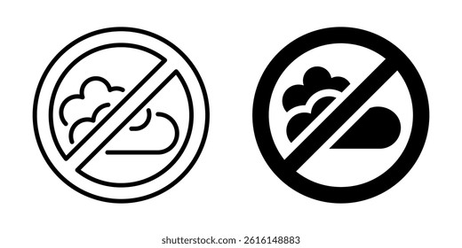 No pollution icon with prohibited cloud emissions. Silhouette and line style.