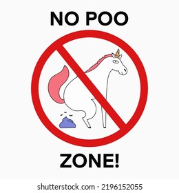 Keine Poozone mit lustigem Unicorn. Vektorgrafik.
