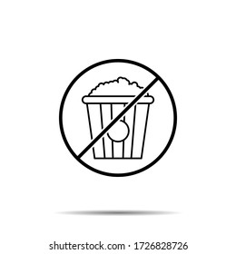 No popcorn icon. Simple thin line, outline vector of cinema ban, prohibition, embargo, interdict, forbiddance icons for ui and ux, website or mobile application