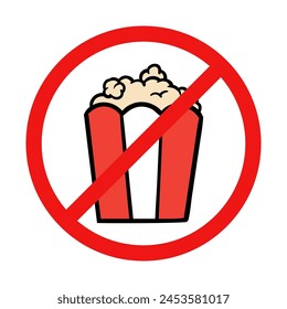 No Popcorn Sign on White Background