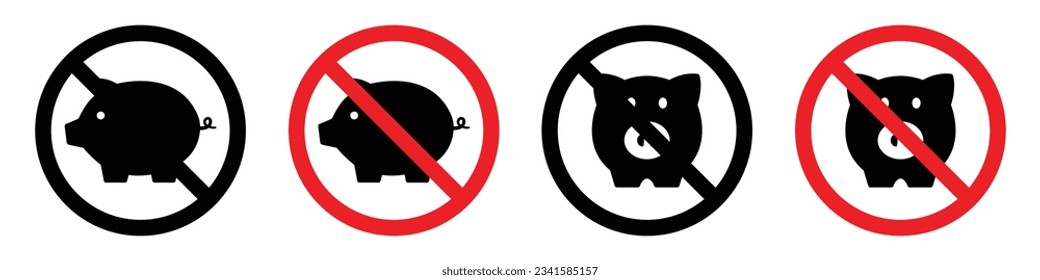 No pork icon. Pork free icon. No pig icon, vector illustration