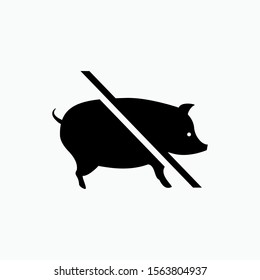 No Pork Icon - No Lard Vector, Sign and Symbol for Design, Presentation, Website or Apps Elements.  