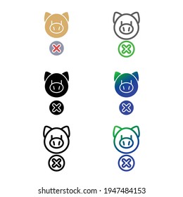 No Pork Icon Set, Eps 10 Format