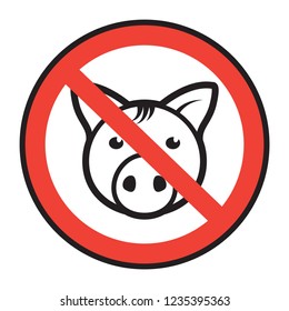 No pork, no lard, sign or symbol, vector illustration