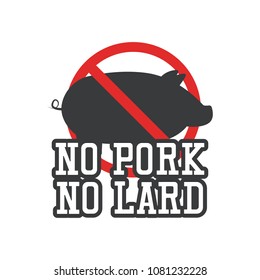 No Pork No Lard Sticker Icon, Vector Illustration