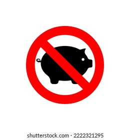 No pork or pig sign isolated on white background. Vector illustration
