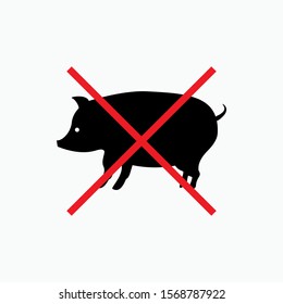 No Pork. No Pig Symbol. Applied for Design, Presentation, Website or Apps Elements - Vector. 