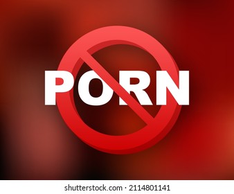 No porn 3D sign. Red line icon. Online concept. Internet technology. Design element. Vector illustration. Social media concept.