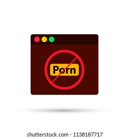 No porn icon on computer window. Vector stock illustration.