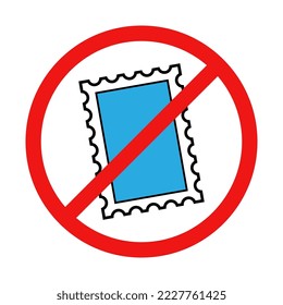No Postage Stamp Sign on White Background