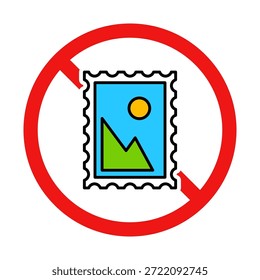 No Postage Stamp Sign on White Background