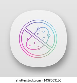 No potato app icon. Low carbs and fat dish. UI/UX user interface. Weight loss diet and healthy eating. Web or mobile application. Carbohydrate free dietary product vector isolated illustration