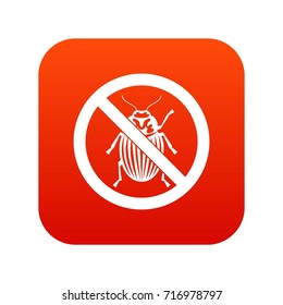 No potato beetle sign icon digital red for any design isolated on white vector illustration