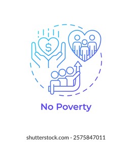 No poverty blue gradient concept icon. Social equality. Economic growth, finance. Round shape line illustration. Abstract idea. Graphic design. Easy to use in infographic, presentation