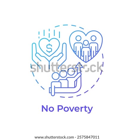No poverty blue gradient concept icon. Social equality. Economic growth, finance. Round shape line illustration. Abstract idea. Graphic design. Easy to use in infographic, presentation