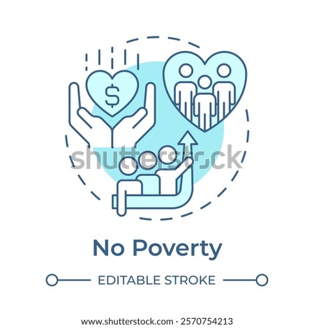No poverty soft blue concept icon. Social equality. Economic growth, finance. Round shape line illustration. Abstract idea. Graphic design. Easy to use in infographic, presentation