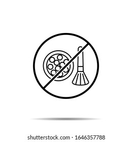 No hay icono de bobina en polvo. Línea delgada simple, contorno vectorial de la prohibición de belleza, prohibición, iconos de prohibición para ui y ux, sitio web o aplicación móvil