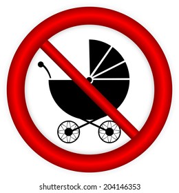 No pram sign on white background. Vector illustration.
