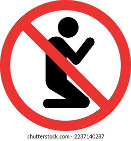 No praying sign. Forbidden Signs and Symbols.