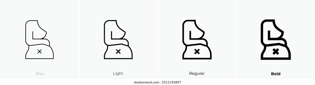 no pregnancy icon. Thin, Light Regular And Bold style design isolated on white background
