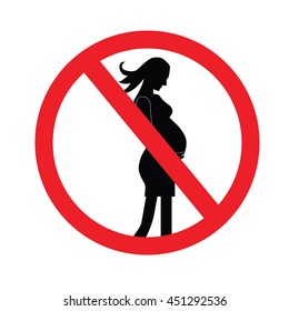 no pregnant woman sign.vector illustration symbol of danger for pregnant women.no entry.prohibit sign.vector illustration.