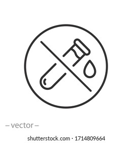 no preservative icon, chemical and toxic free, product clean test, thin line web symbol on white background - editable stroke vector illustration eps10