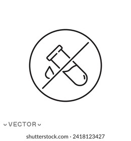 no preservative icon, chemical and toxic free, product clean test, thin line symbol isolated on white background, editable stroke eps 10 vector illustration