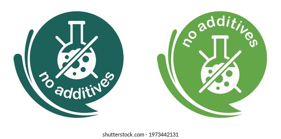 No preservatives, no additives dye free pictogram - strikethrough lab tube - vector packaging label in flat decoration