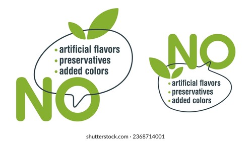 No preservatives, artificial flavors and no added colors. Creative sticker for labeling of organic healthy food products.