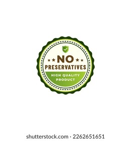 No preservatives label or No preservatives seal vector isolated on white background. Labels for products without preservatives. High quality product labels. No preservatives icon, high quality natural