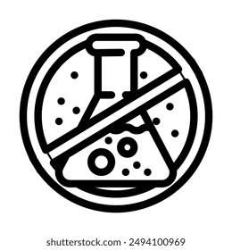 sin conservantes Vector de línea de advertencia de etiqueta de producto sin conservantes símbolo de advertencia de etiqueta de producto