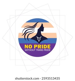 No Pride Without Trans Pride illustration with abstract silhouette and transgender pride colors