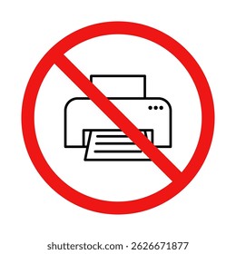 No Printer Sign on White Background