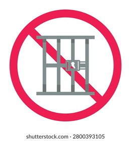No prison sign, prison bars prohibited icon, do not enter jail sign, jail restricted area symbol

