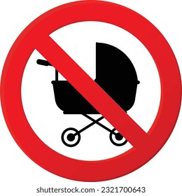 No Prohibition. Baby carriage not allowed sign. png