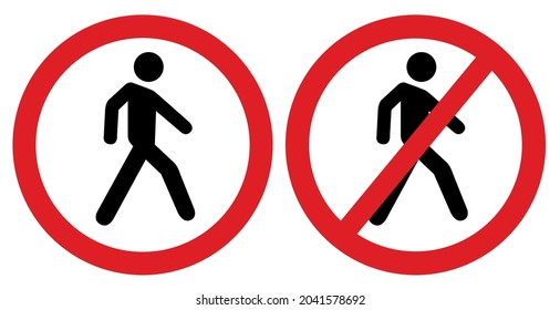 No prohibition sign set, No access for pedestrians prohibition sign, authorized personnel only. vector illustration.