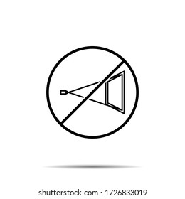 No projector cinema icon. Simple thin line, outline vector of cinema ban, prohibition, embargo, interdict, forbiddance icons for ui and ux, website or mobile application