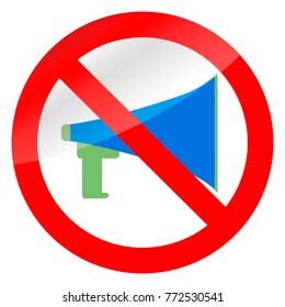 No propaganda and ban megaphone. Warning and forbidden, propaganda speaker loudspeaker, vector illustration