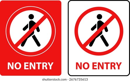 No Hay Señal De Advertencia De Acceso Público. No hay área de acceso público prohibida señal de seguridad imprimible símbolo de prohibición conjunto de diseño de iconos. no hay señal de peatón