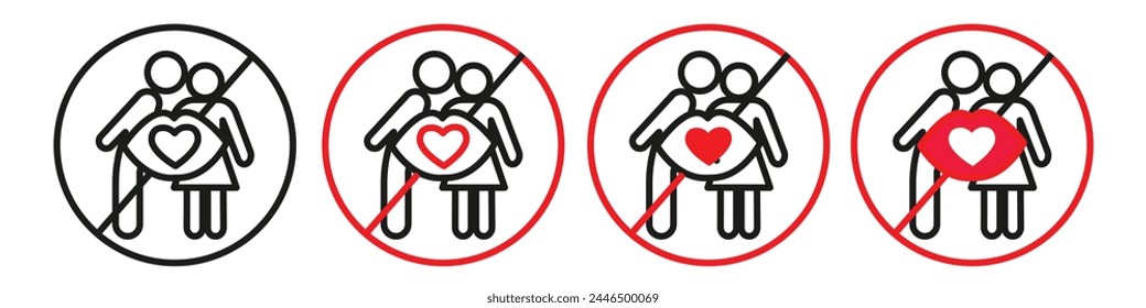 No Public Displays of Affection Icon for Couples in Social Settings