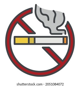 No public smoking icon. Outline no public smoking vector icon color flat isolated on white
